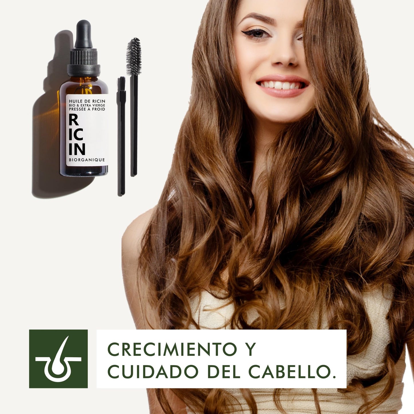 Aceite de Ricino BIO 100% Puro - Prensado en Frío, Vegano y Natural para Pestañas, Uñas, Piel y Cabello - Botella de Vidrio 50ml con Pipeta