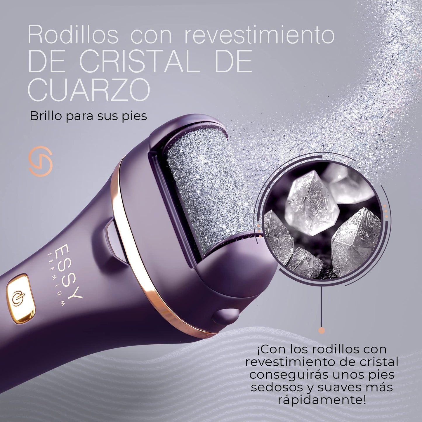 Lima Eléctrica Recargable Essy para Pies con 5 Rodillos - Morado