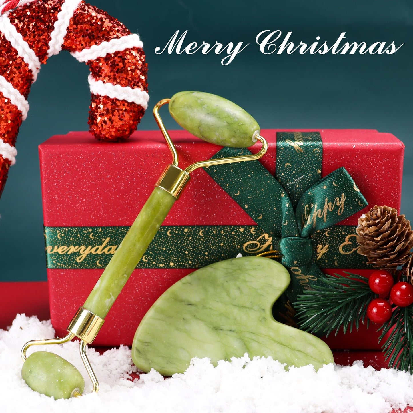 BAIMEI Gua Sha and Jade Roller, Guasha Facial Massager Soothes and Relaxes Skin, Skin Care Gift, Christmas Gift