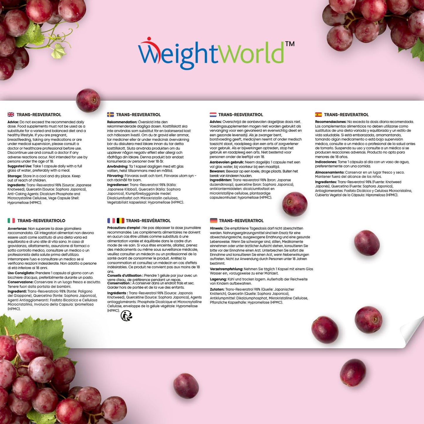 Trans Resveratrol with Quercetin 550mg - 120 Capsules - 98% Natural Source of Antioxidants from Japanese Knotweed and Sophora Japonica - 4 Month Supply - Vegan Friendly and Gluten Free