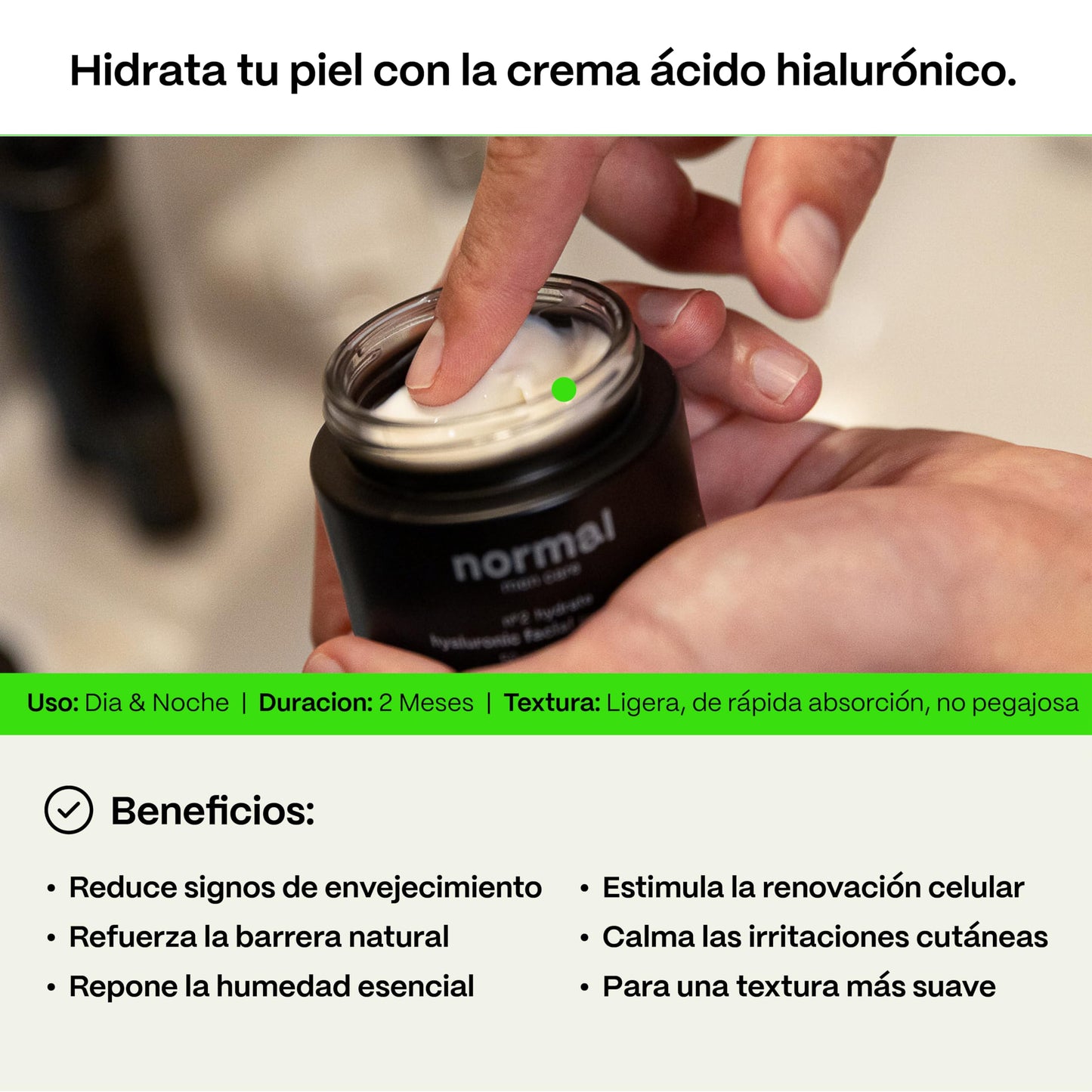 Crema Hidratante Facial Hombre con Ácido Hialurónico - Normal MenCare