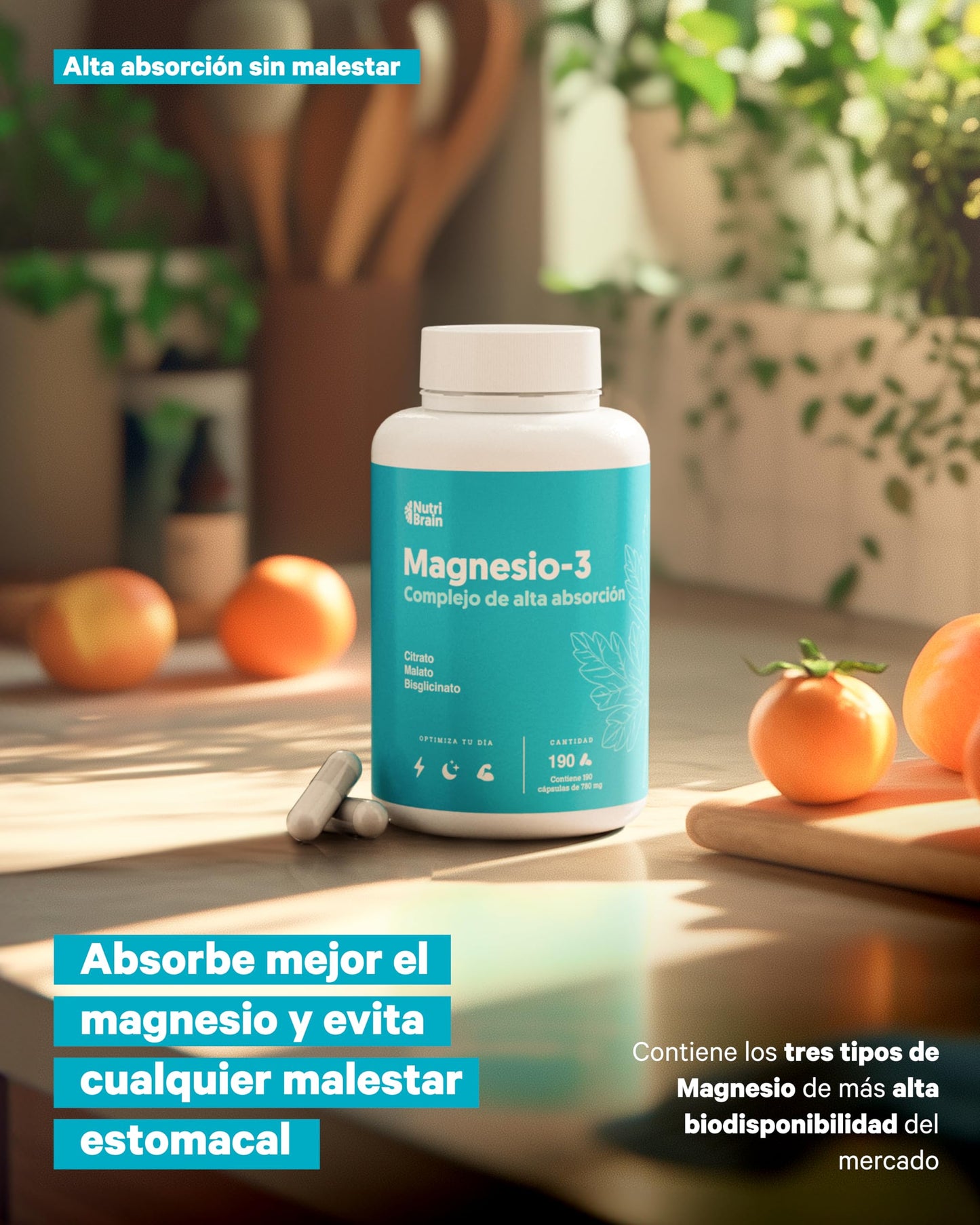 Magnesium 3X Premium Action: Malate, Bisglycinate and Citrate | Daytime Energy, Sleep and Muscle and Comprehensive Recovery | Maximum Absorption Formula | Digestive and Bone Health | 190 Capsules
