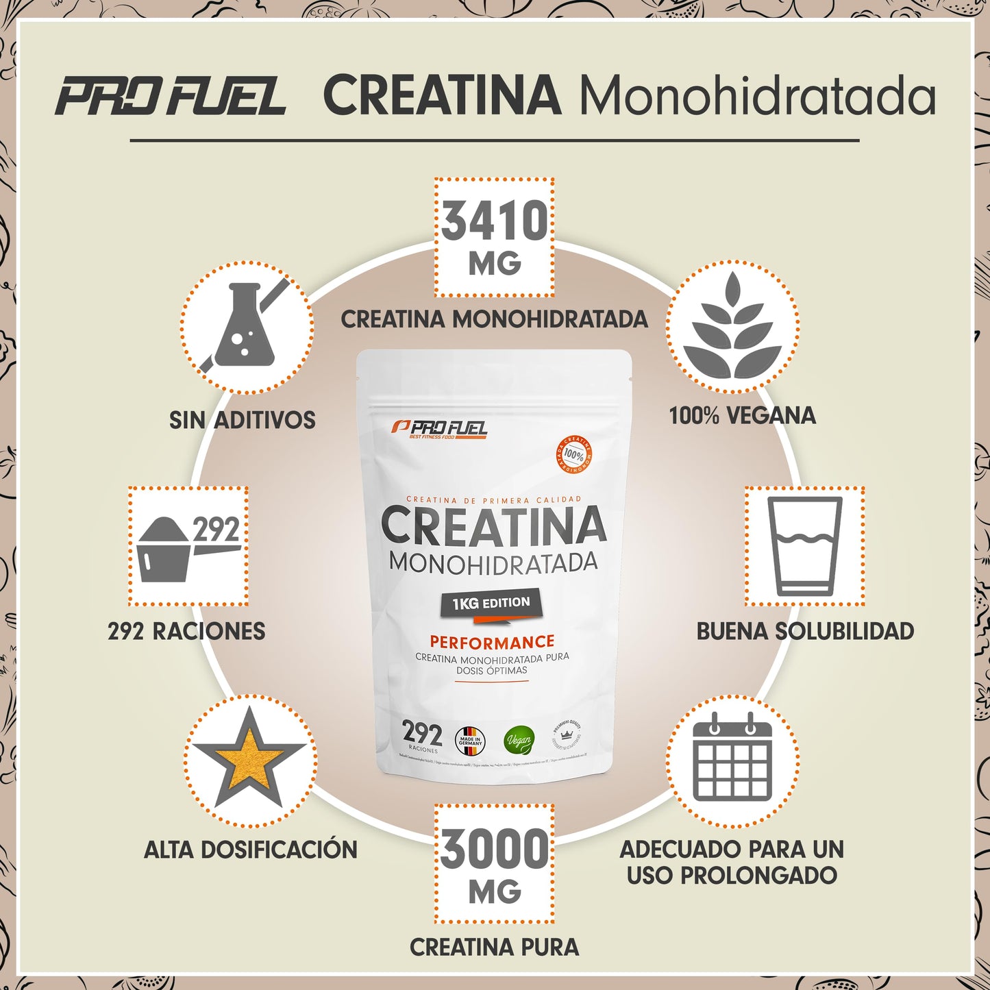 Creatine Monohydrate Powder 1kg / 1000g - Micronized Quality - Optimally Dosed - Pure Creatine without Additives - 100% Vegan - for 292 Days