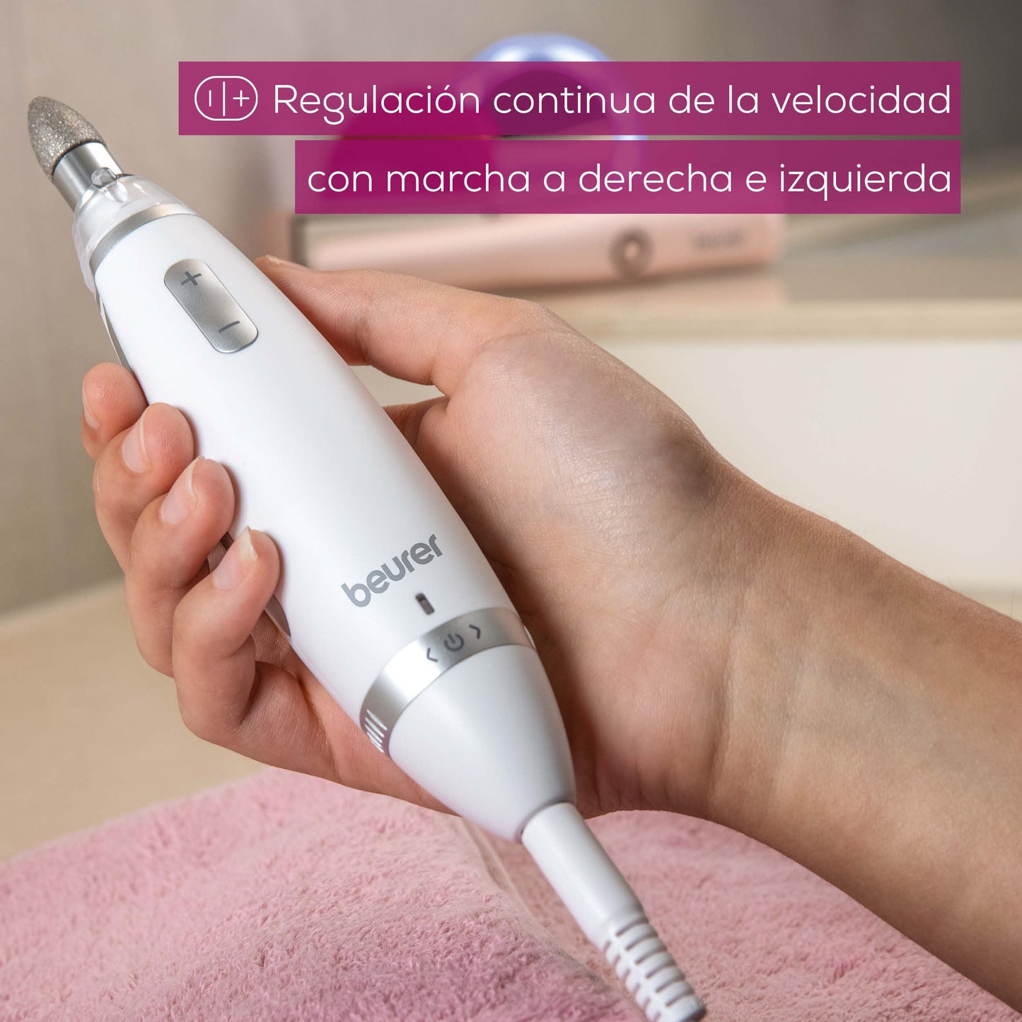 Beurer MP 62 - Set de Manicura y Pedicura Profesional con 10 Accesorios y Torno Eléctrico de Alta Precisión