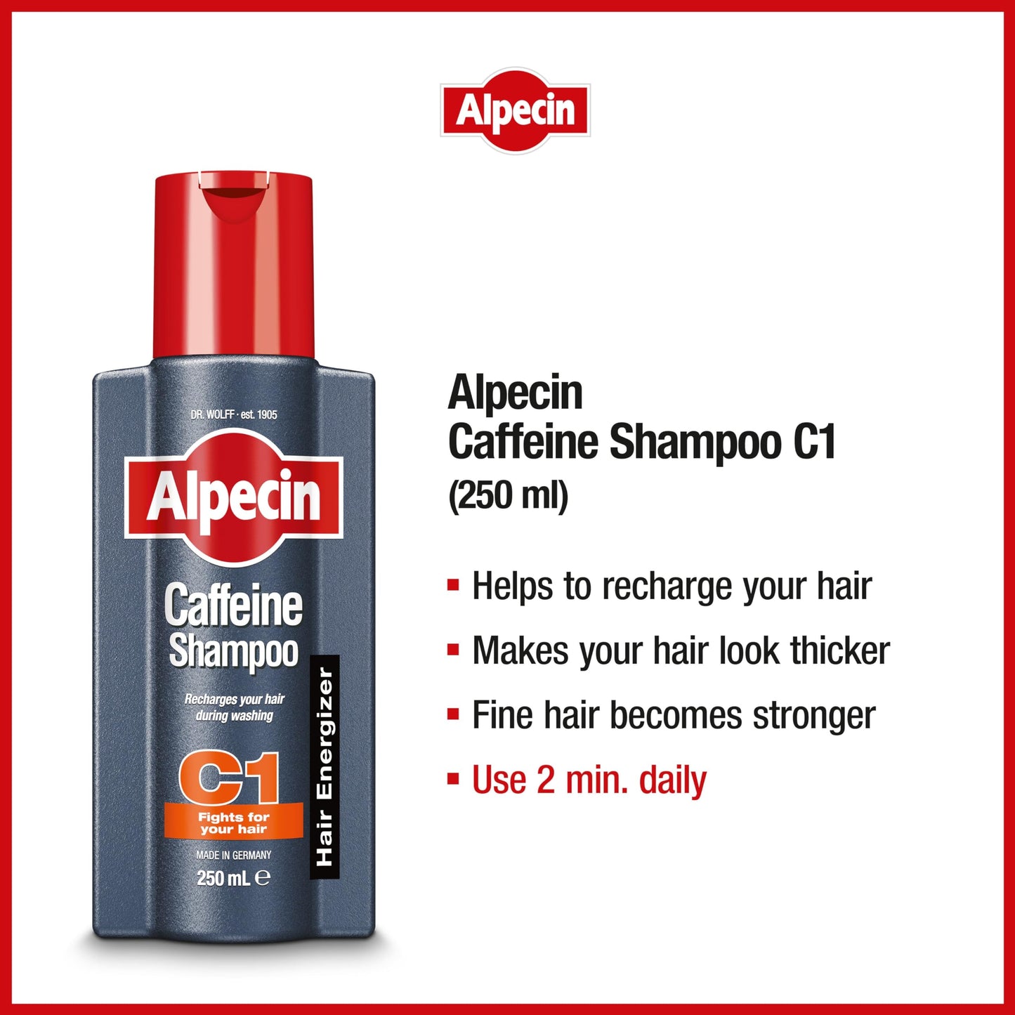 Alpecin Caffeine Shampoo C1 - Champú Anticaída 250 ml