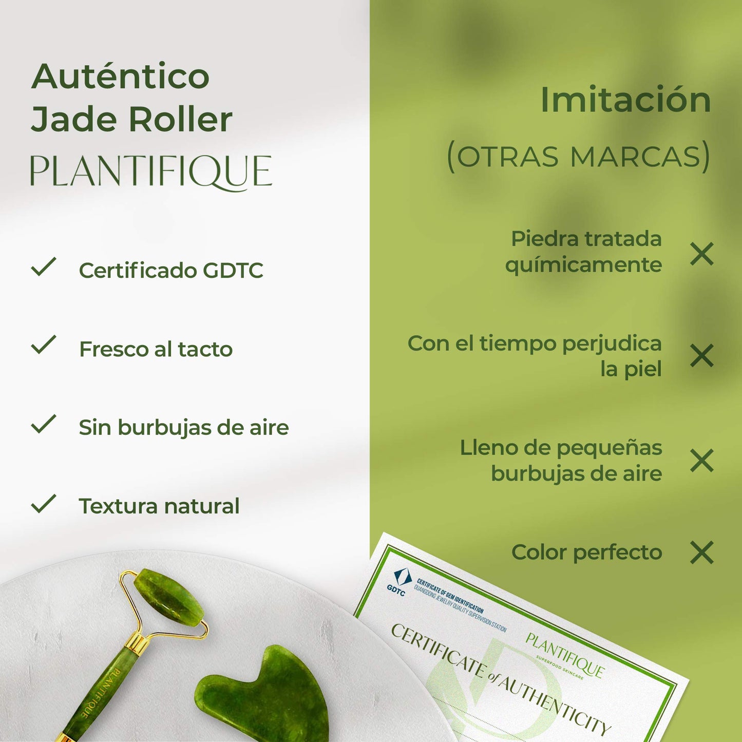 Plantifique – 100% Authentic Gua Sha and Jade Facial Roller – Anti-Wrinkle Facial Massager for Toning and Firming Skin – Massage Roller – Facial Massagers – Eye Massager