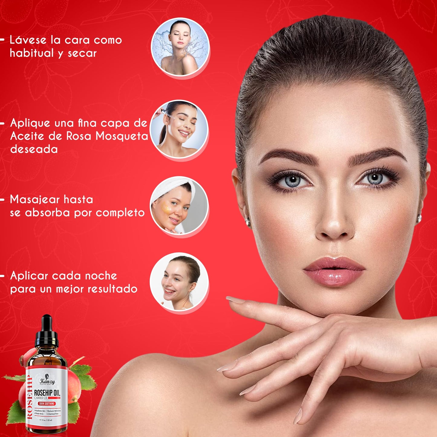 Aceite de Rosa Mosqueta Puro 100% 120ml - Orgánico y Prensado en Frío