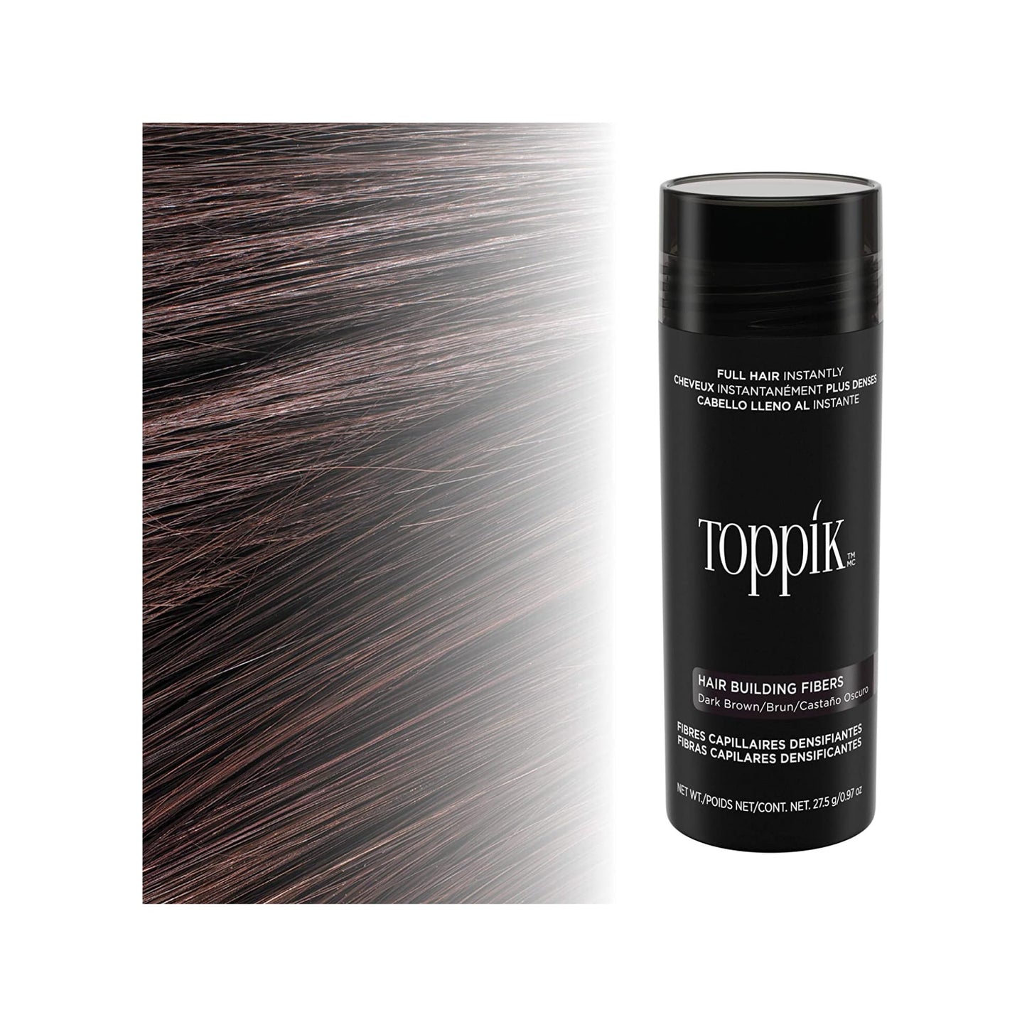 Toppik Fibras Capilares Castaño Oscuro, 27,5 g – Más Densidad al Instante