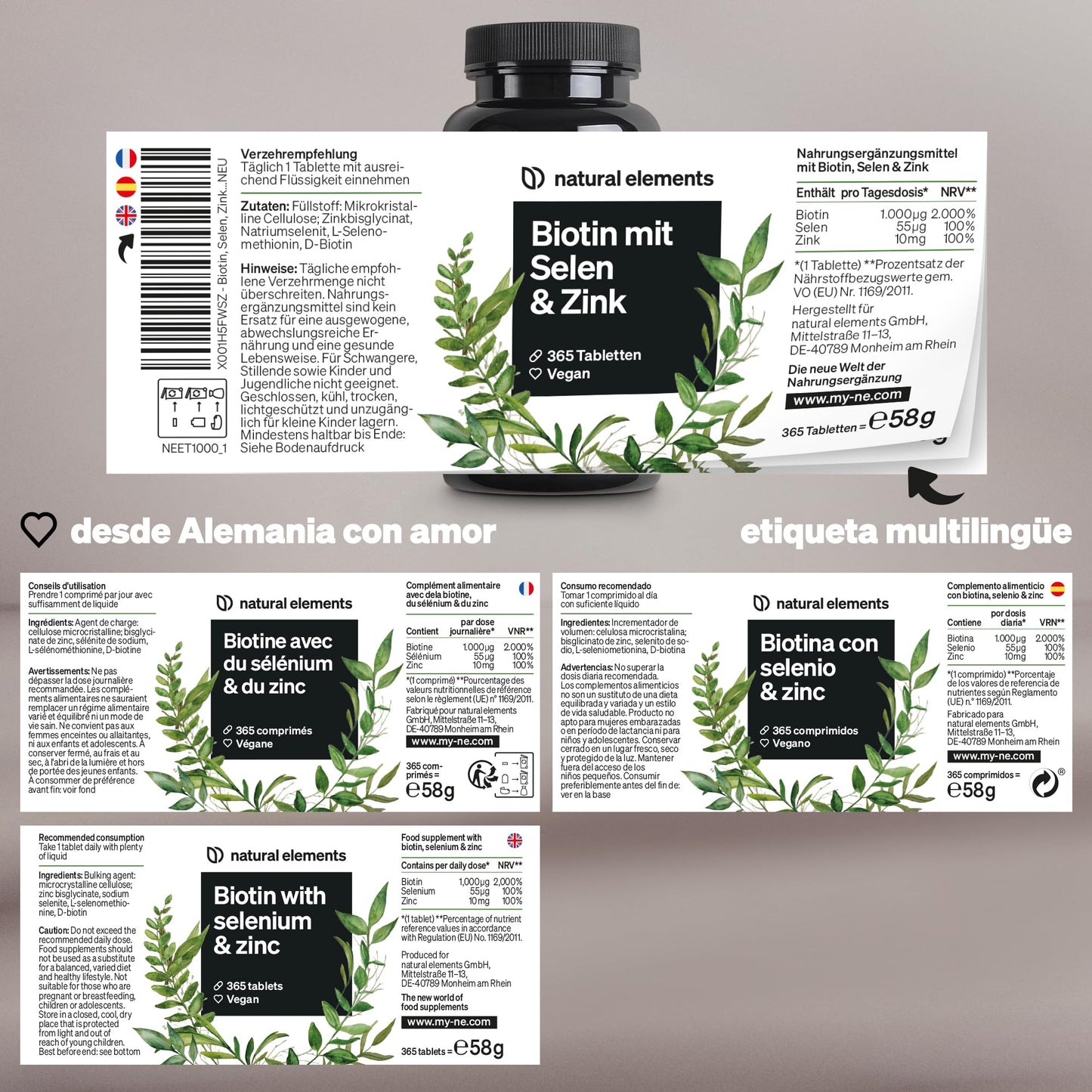 Biotina + Zinc + Selenio – Cabello Fuerte, Piel Sana y Uñas Resistentes