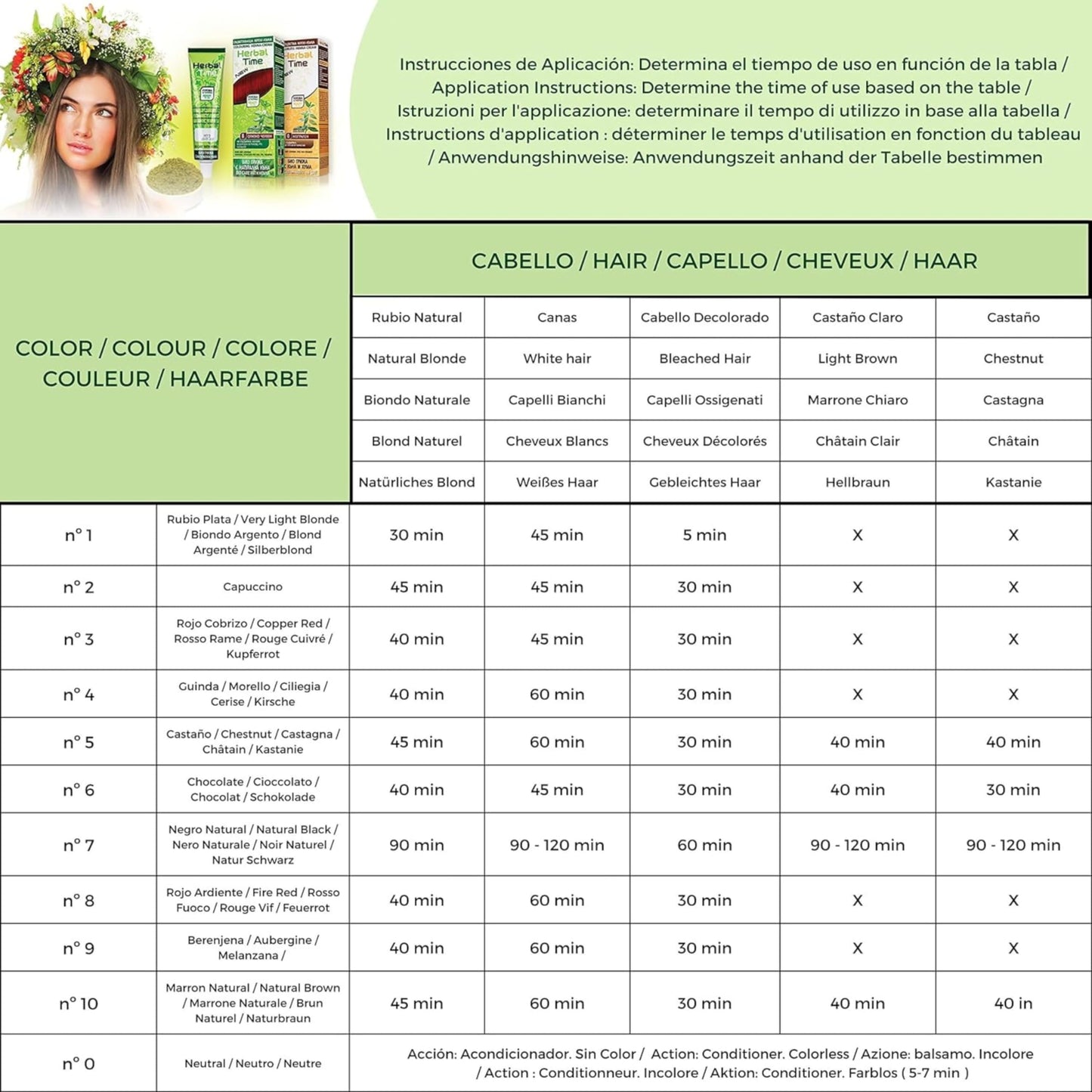 Herbal Time Henna Natural Negro 07 | Tinte en Crema Sin Amoníaco