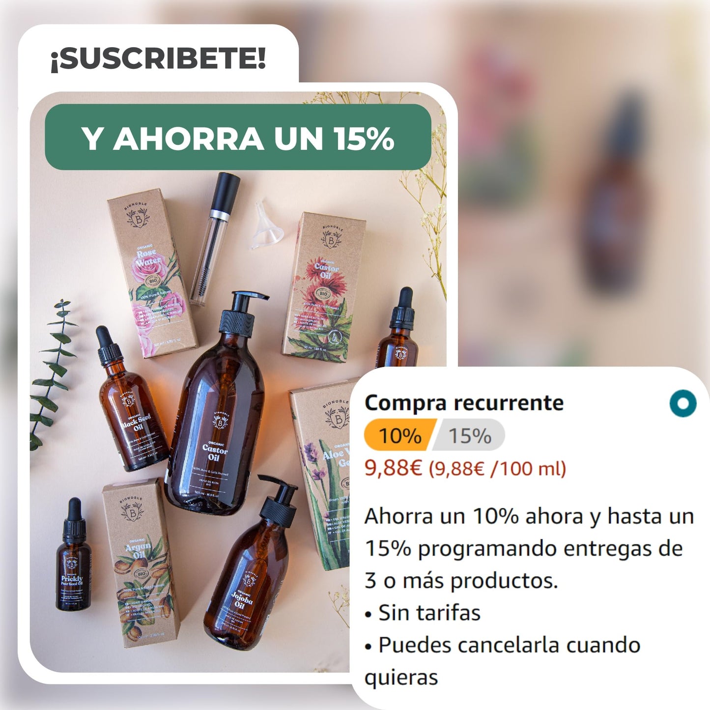 Bionoble Organic Aloe Vera Gel 100ml - Made with 100% Pure Fresh Aloe Pulp and Lavender - Xanthan Free - Face, Eye Contour, Body, Hair - Glass Bottle + Pump