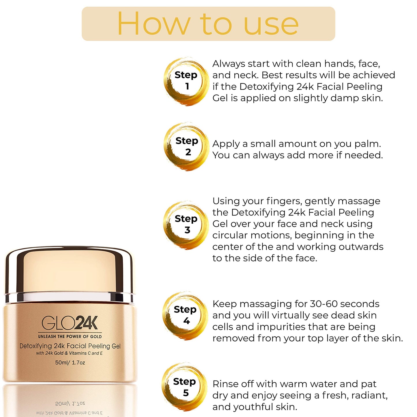 GLO24K Facial Exfoliating Gel with 24k, Anti-Aging Formula with Vitamins C and E