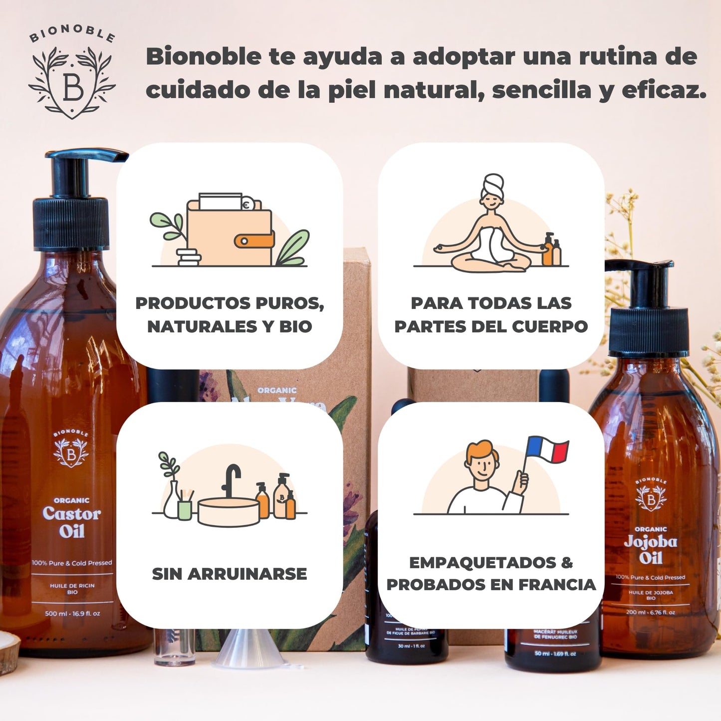 Bionoble Organic Aloe Vera Gel 100ml - Made with 100% Pure Fresh Aloe Pulp and Lavender - Xanthan Free - Face, Eye Contour, Body, Hair - Glass Bottle + Pump