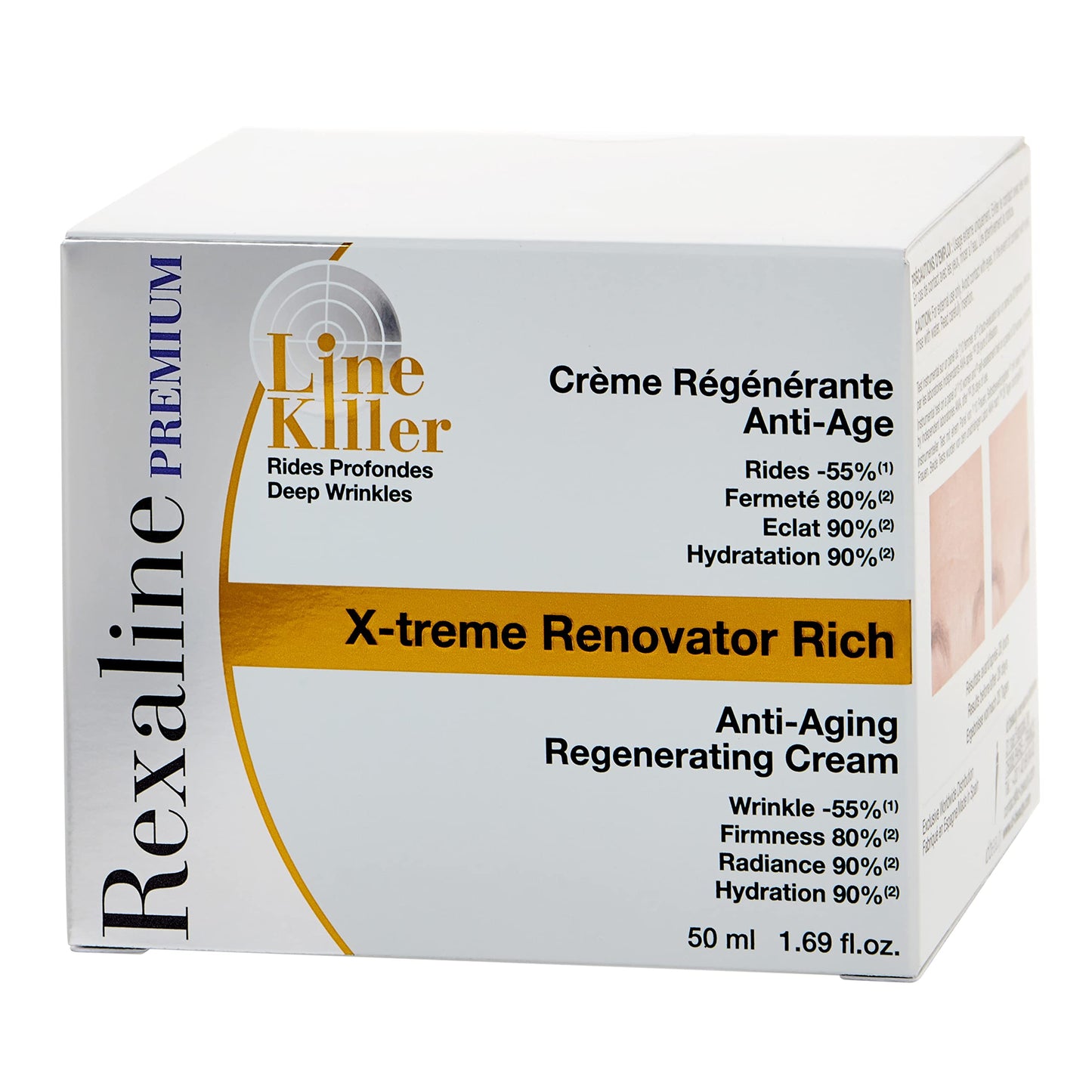 Rexaline - X-treme Renovator Rich - Anti-aging regenerating cream - Hyaluronic acid anti-wrinkle cream - Nourishing and soothing - Moisturizing facial treatment - Dry skin - Cruelty free - 50ml