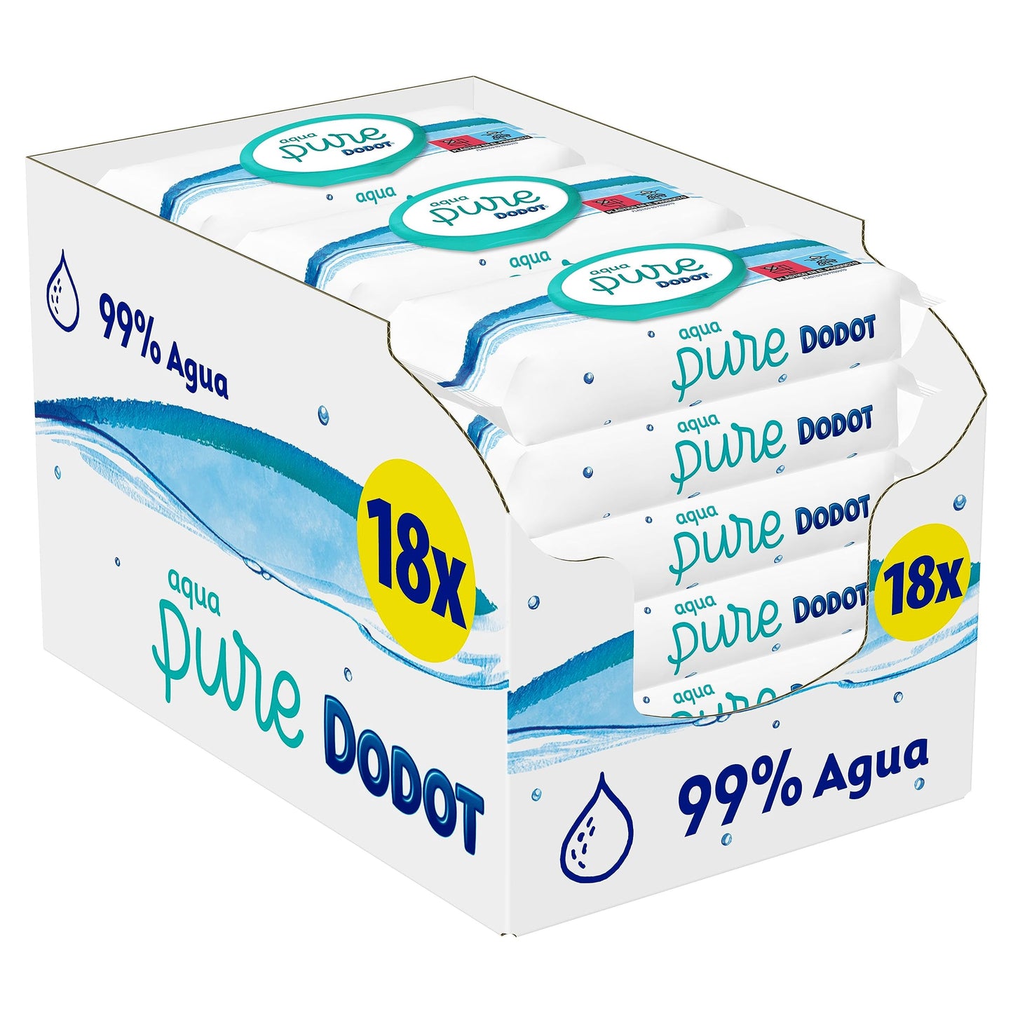 Dodot Toallitas Aqua Pure Bebé, 99% Agua, 864 Toallitas (14+4 Gratis)