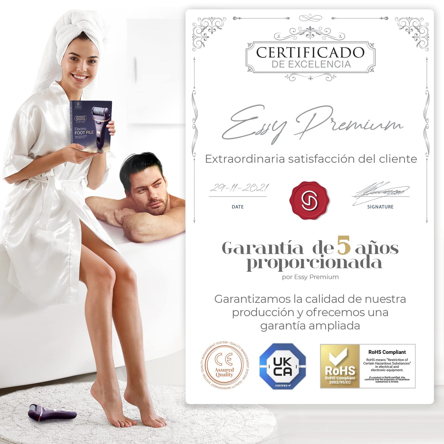 Lima Eléctrica Recargable Essy para Pies con 5 Rodillos - Morado