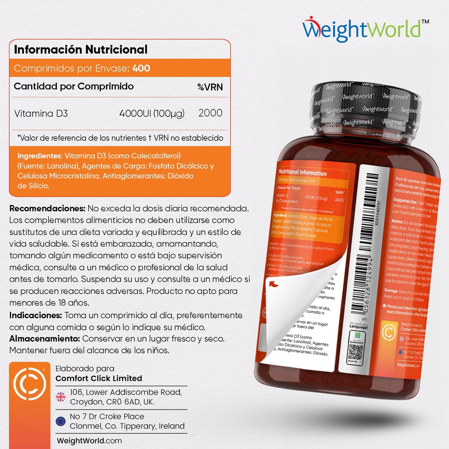 Vitamin D3 4000 IU - 400 Tablets for Immune System, Bones and Joints - Natural Cholecalciferol Vitamin Supplement for +1 Year Supply, Vegetarian, Non-GMO and Gluten Free
