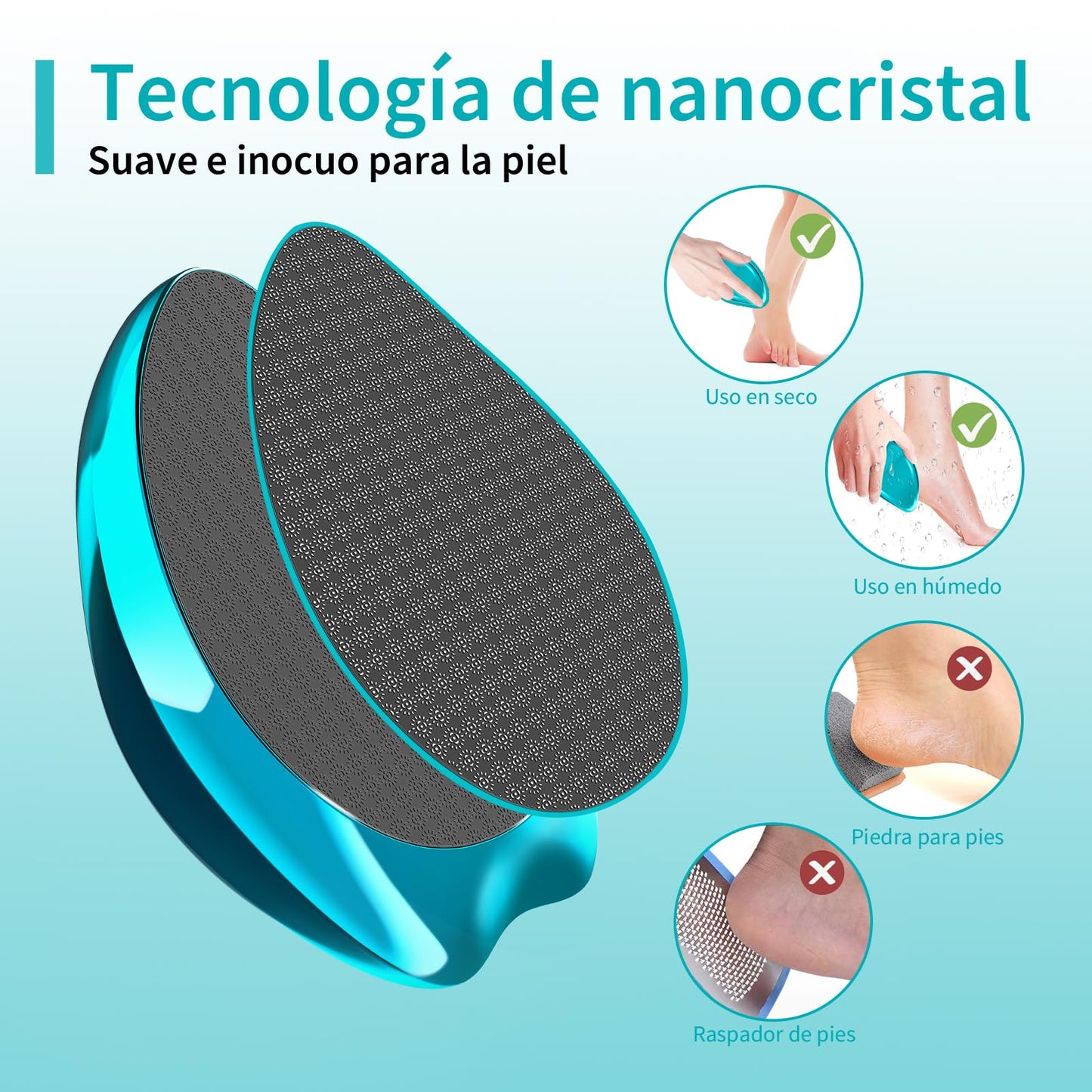 AnjoCare 2 in 1 Nano Glass Foot File, Callus Remover, Hard Dead Skin Remover, Professional Portable Foot Rasp for Cracked Skin, Pedicure Beauty Tool for Foot Care(Blue)