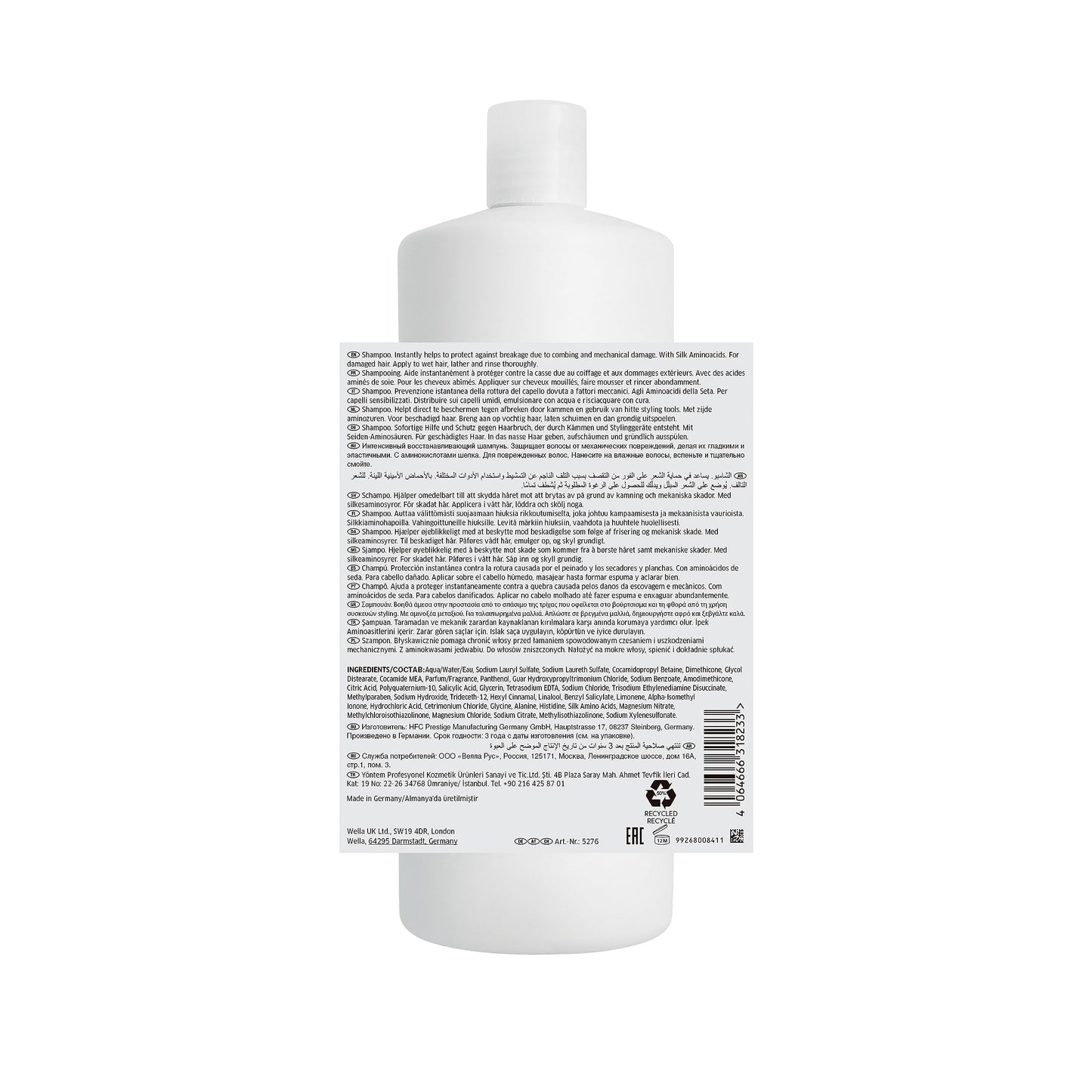 Wella Professionals Fusion – Champú de Reparación Intensa para Cabello Seco y Dañado, 1L