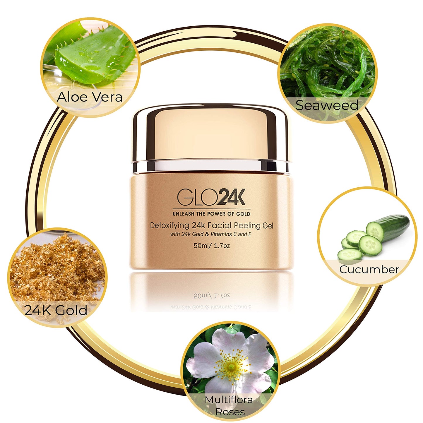 GLO24K Facial Exfoliating Gel with 24k, Anti-Aging Formula with Vitamins C and E