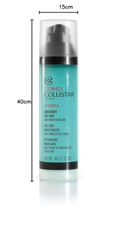 Collistar Hydra - Gel hidratante sin aceite para rostro y ojos para hombres, gel ultrafresco, hidratación instantánea, para pieles mixtas y grasas, 80 ml