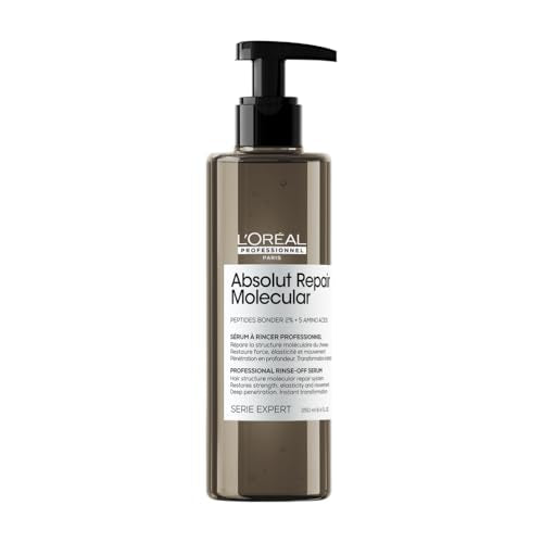 L’Oréal Professionnel, Tratamiento Sérum con Aclarado Absolut Repair Molecular, Repara y fortalece el cabello, Transforma y recupera al instante, Para todo tipo de Cabello Dañado, SERIE EXPERT, 250ml