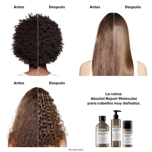 L’Oréal Professionnel, Tratamiento Sérum con Aclarado Absolut Repair Molecular, Repara y fortalece el cabello, Transforma y recupera al instante, Para todo tipo de Cabello Dañado, SERIE EXPERT, 250ml