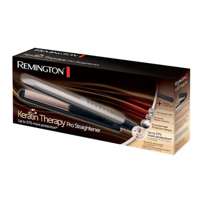 Remington Professional Keratin Therapy Pro Hair Straightener, Keratin and Almond Oil, Extra-Long Floating Plates, Ceramic, 5 Temperatures up to 230°C, Digital, S8593