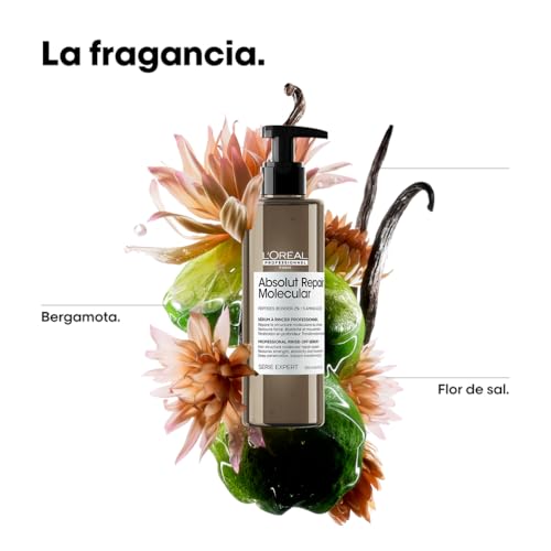 L’Oréal Professionnel, Tratamiento Sérum con Aclarado Absolut Repair Molecular, Repara y fortalece el cabello, Transforma y recupera al instante, Para todo tipo de Cabello Dañado, SERIE EXPERT, 250ml