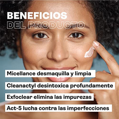 NUBIANCE - Tratamiento contra el acné, los puntos blancos y las espinillas - Pieles grasas o secas - Favorece el flujo de sebo - Agua micelar - Gel exfoliante para cara y cuerpo - Gel limpiador facial