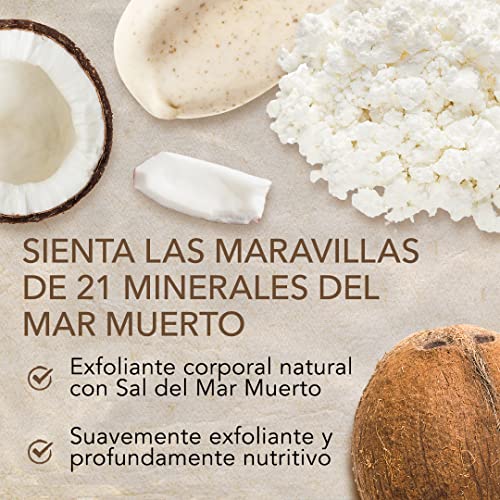 O Naturals Exfoliante de Aceite de Coco y Sal del Mar Muerto, Limpieza Profunda de Cara Cuerpo y Pies. Trata la Piel Grasa, Pelo Encarnado y Piel Muerta. Aceites Esenciales 500gr