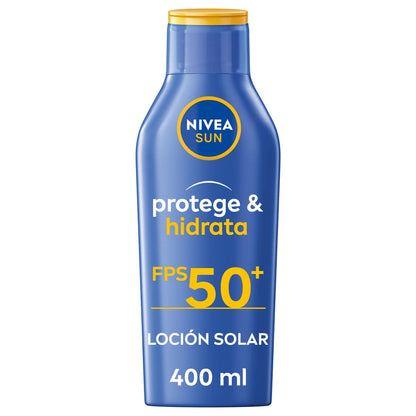 NIVEA SUN Protect &amp; Hydrate Sun Milk SPF50+ (1 x 400 ml), moisturizing and water-resistant sunscreen with UVA/UVB protection, very high sun protection