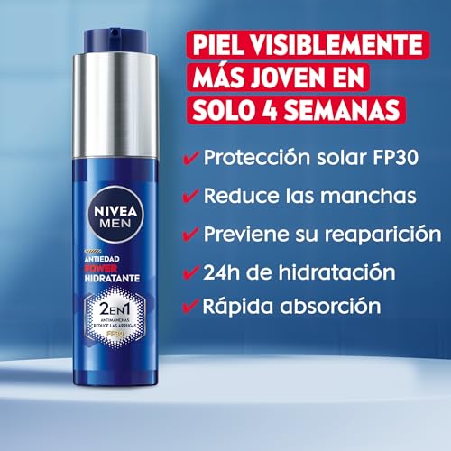 NIVEA MEN Power Pack Anti-Aging Moisturizing Cream SPF30 2 in 1 Anti-Aging and Anti-Spot + Anti-Aging Serum 2 in 1 Anti-Aging and Anti-Spot, Reduces Wrinkles and Spots, Moisturizes the Skin