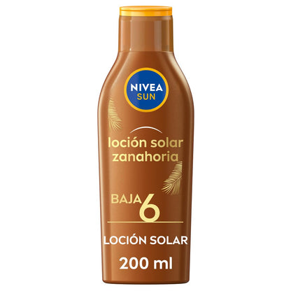 NIVEA SUN Carrot Sun Lotion SPF6 (1 x 200 ml), sun protection for a beautiful and long-lasting tan, water-resistant moisturizing sunscreen, tanning cream