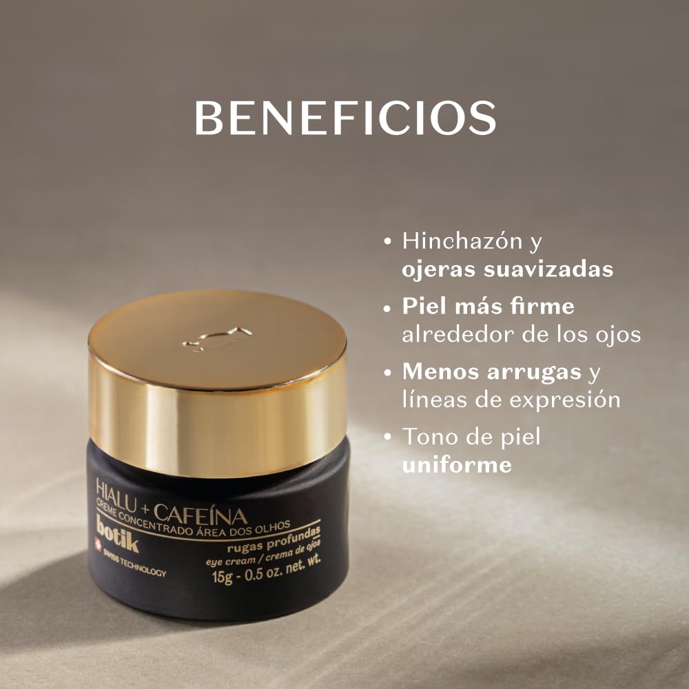 O Boticário Botik Crema Facial Concentrada para el Contorno de Ojos con Ácido Hialurónico y Cafeína | Suaviza Ojeras y Unifica Tono de Piel | 15g