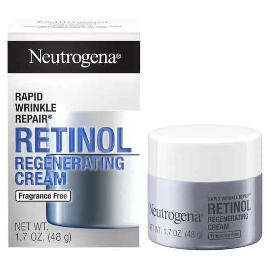 Neutrogena Rapid Wrinkle Repair Fragrance Free Anti-Wrinkle Retinol Moisturizer with Hyaluronic Acid for Face and Neck, 1.7 oz