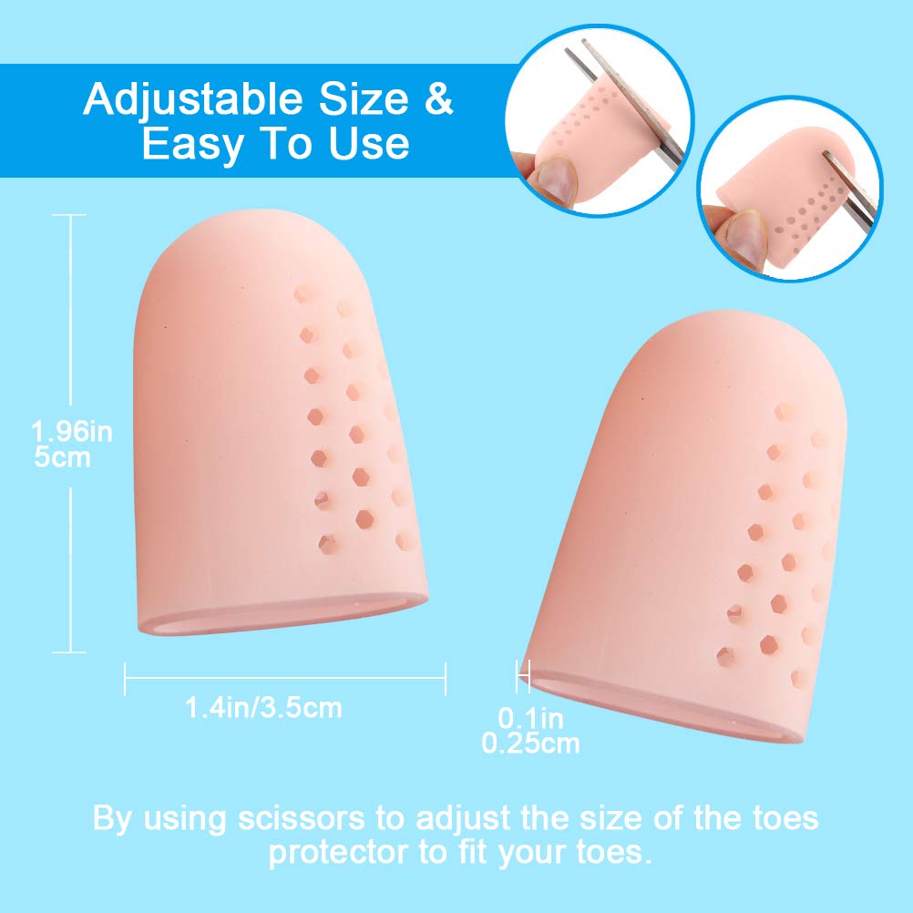 PYRJIN Big Toe Protector, 10 Pack Silicone Big Toe Caps, Breathable Toe Protectors, For Blisters, Calluses, Friction Pain Relief and More. (Beige)