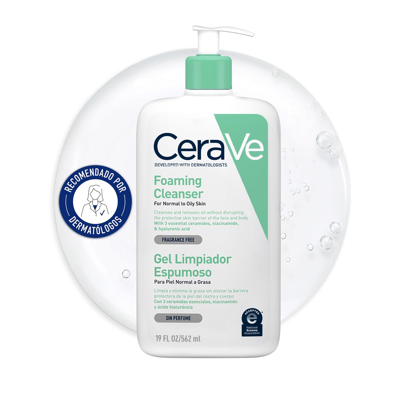 CeraVe Gel Limpiador Espumoso – Para Piel Normal a Grasa, Rostro y Cuerpo (236 ml)