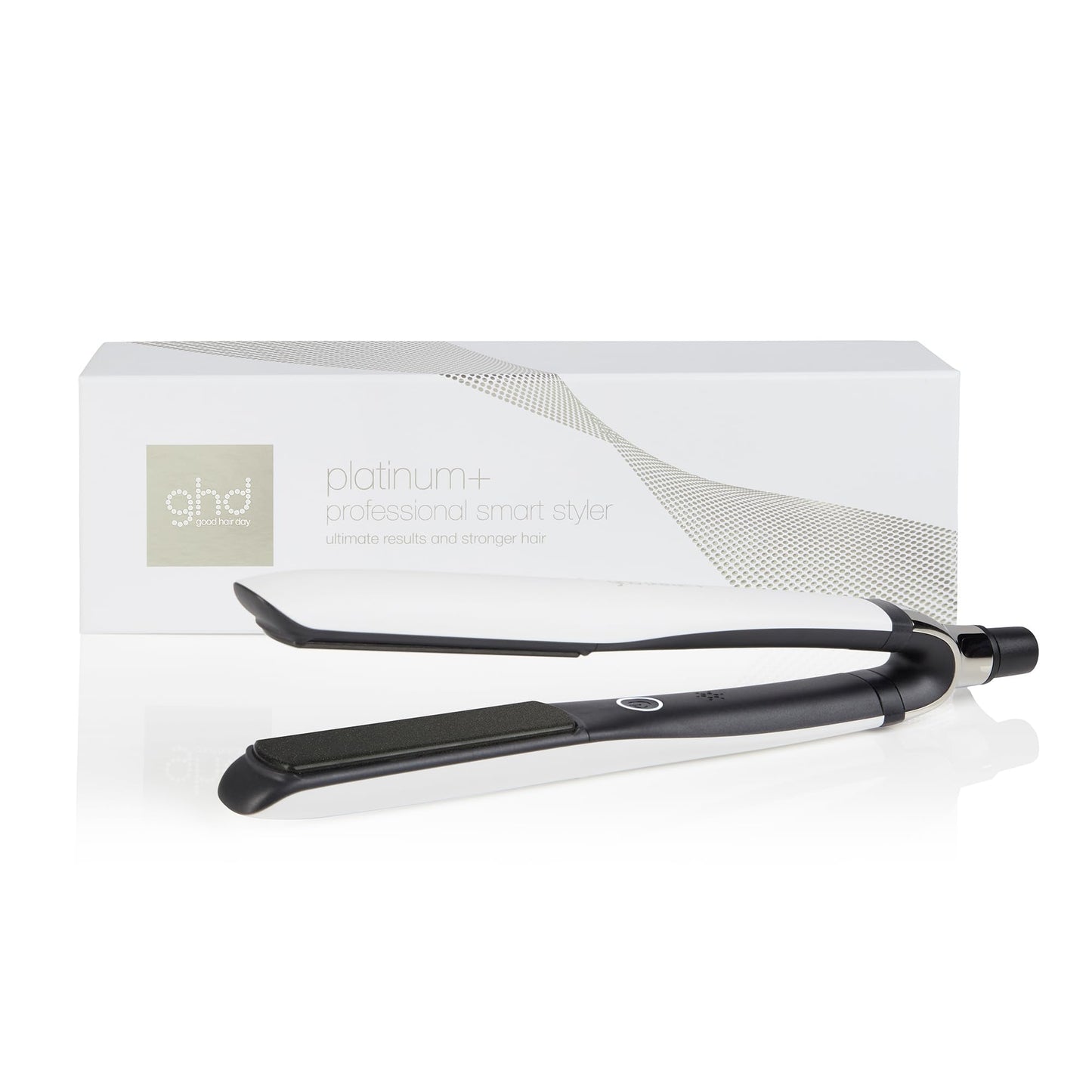 ghd platinum+ blanca - Plancha de pelo profesional inteligente, menos rotura del cabello, más brillo y protección del color, tecnología Ultra-zone, temperatura óptima de peinado 185ºC homogénea