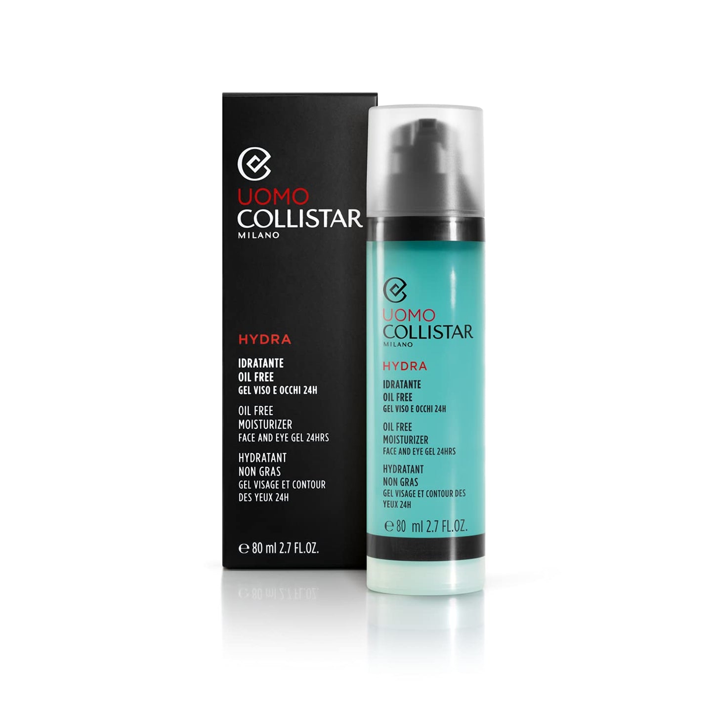 Collistar Hydra - Gel hidratante sin aceite para rostro y ojos para hombres, gel ultrafresco, hidratación instantánea, para pieles mixtas y grasas, 80 ml