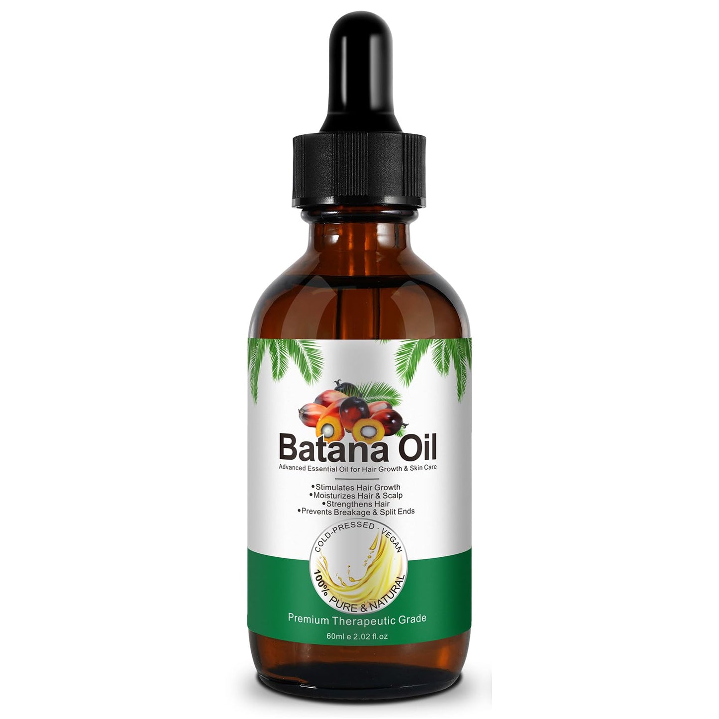 Aceite de Batana Natural 60ml - Prensado en Frío para Crecimiento y Fortalecimiento del Cabello, Cejas y Pestañas