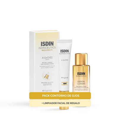 ISDIN Isdinceutics PACK K-Ox Eyes - Crema Contorno de Ojos + Essential Cleansing 27g Mini Talla Limpiador Facial