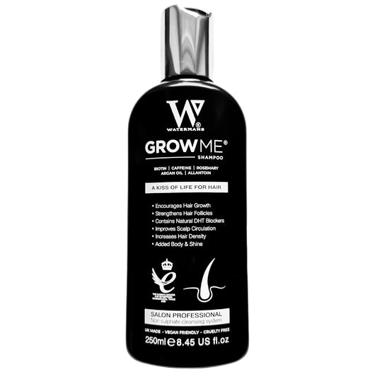 Watermans Grow Me - Champú para el crecimiento del cabello, Champú que bloquea la caída del cabello DHT, Fortalecimiento del cabello, Hecho en UK