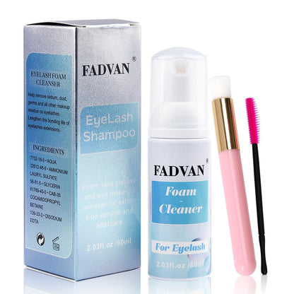 FADVAN Eyelash Shampoo Cleanser 60ML Shampoo Foaming Cleanser Professional Eyelash Cleaner for Eyelash Extensions and Home Use