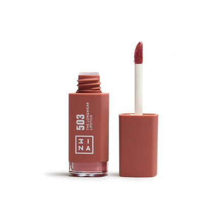 3INA MAKEUP - The Longwear Lipstick 503 - Long-lasting Nude Liquid Lipstick with Hyaluronic Acid to Moisturize Lips - High Pigmentation Matte Lipstick - Vegan - Cruelty Free