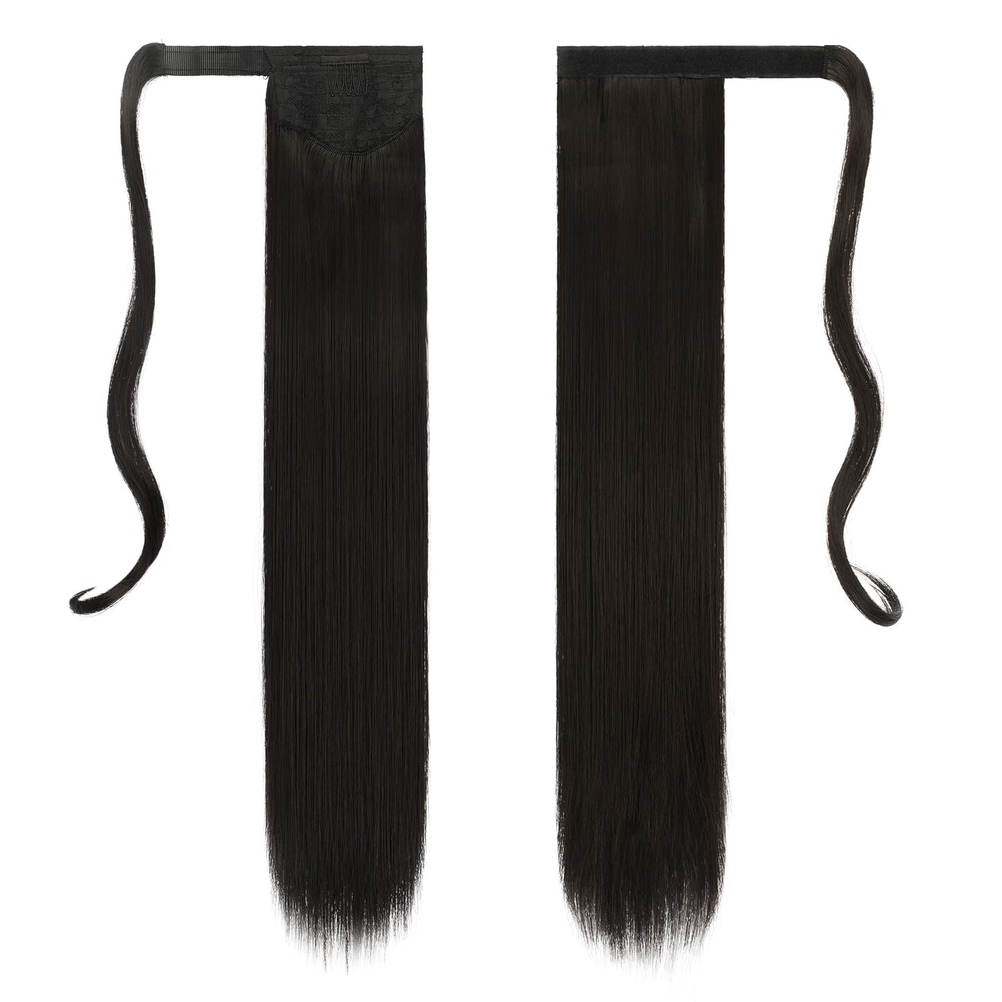 FESHFEN Extensiones Cola de Caballo Larga 60cm - Marrón Oscuro