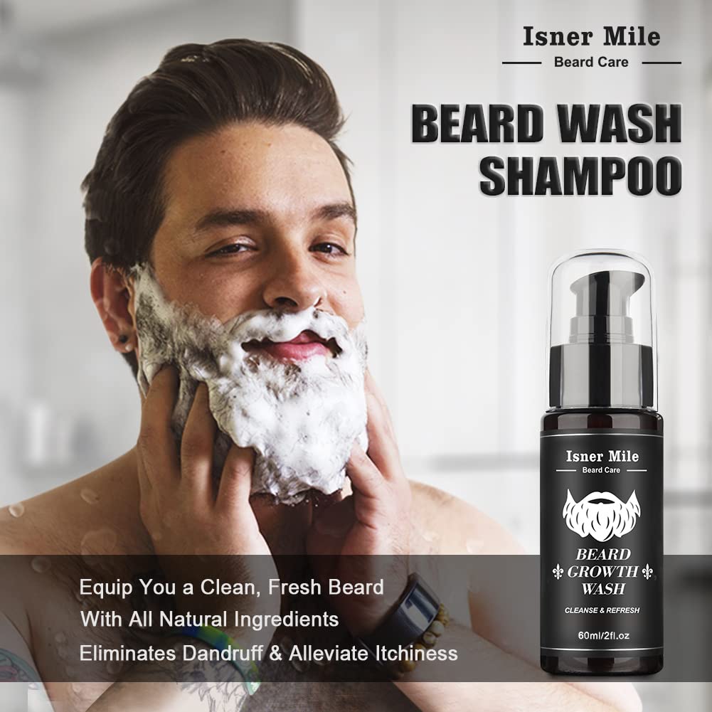 Kit Barba Cuidado Para Hombre, Kits en Cuidados Post-depilación y Afeitado Con Aceite Barba Hombre, Champú Barba, Bálsamo, Cepillo, Peine Barba, Tijeras, Regalos para Hombre Papá Padres