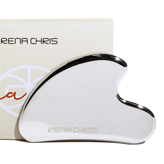 Rena Chris Gua Sha Facial Masajeador de Acero Inoxidable - Plata