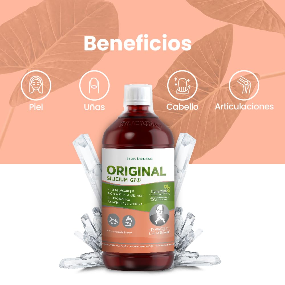 G7 Original. Fórmula Mejorada. Suplemento De Silicio Líquido Vegano Que Favorece La Producción De Colágeno. Refuerza Huesos Y Articulaciones Y Aumenta Elasticidad De La Piel. 1 Litro.