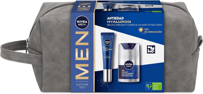 NIVEA MEN Hyaluron Pack Set Regalo Rutina Cuidado Facial Antiedad Hombre, pack de hombre con crema antiedad (1 x 50 ml) y contorno de ojos (1 x 15 ml)